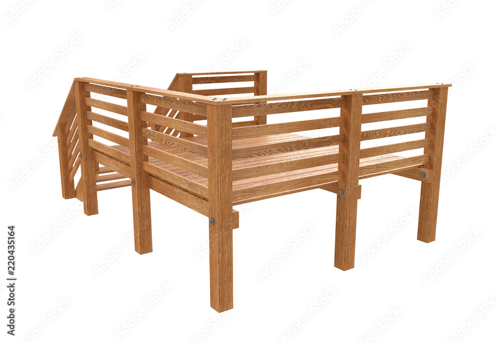 3D render of simple terrace or balcony wirh stairs. Isolated on white background. 3D render of simple terrace or balcony wirh stairs. Isolated on white background.
