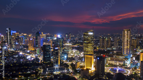 Beautiful downtown Jakarta at night time