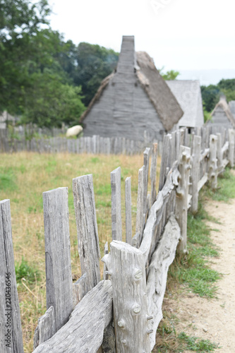 Fotografie, Tablou Wooden Fence in Colonial Village in Plimoth Plantation