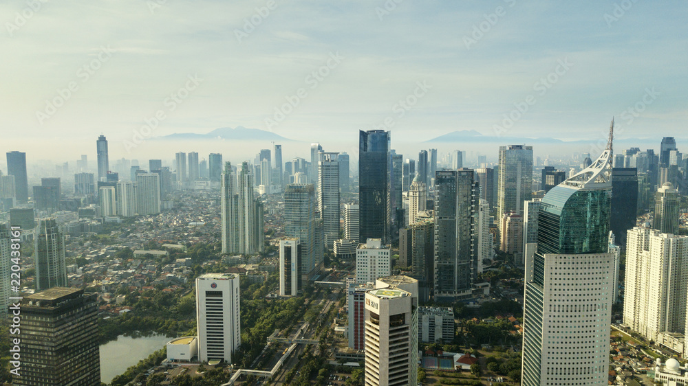 Downtown Jakarta with skyscrapers at morning