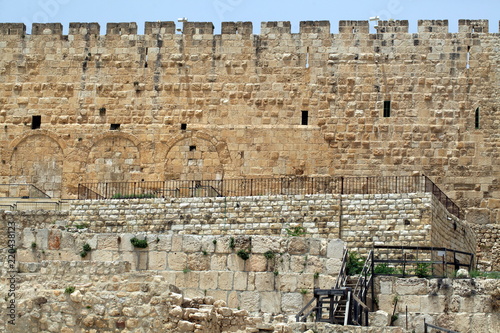 the fortress wall of the old city of Jerusalem in Israel