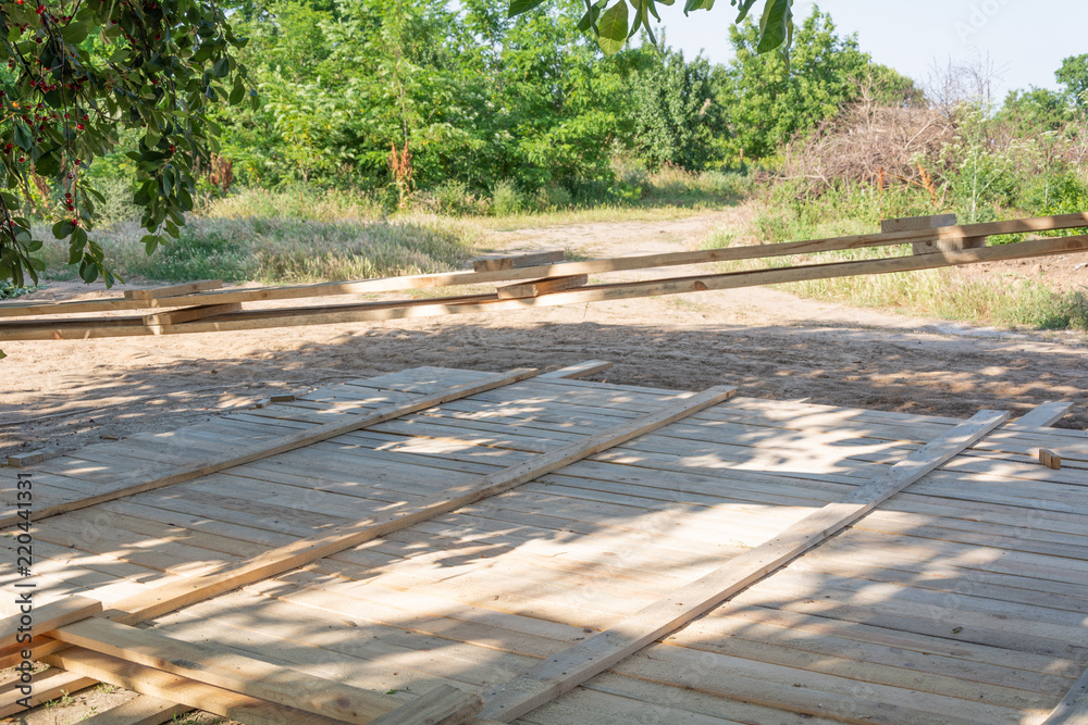 Wooden formworks fence. Formwork for foundation wooden fence. Wooden formworks fence. Formwork for foundation wooden fence.