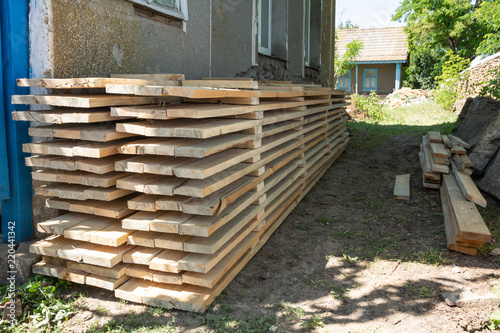 Wooden formworks fence. Formwork for foundation wooden fence.