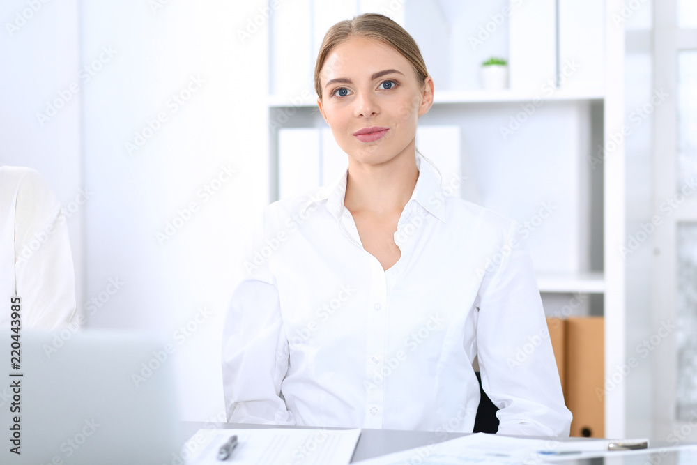 Group of business people or lawyers discussing terms of transaction in office. Meeting and teamwork concept Group of business people or lawyers discussing terms of transaction in office. Meeting and teamwork concept