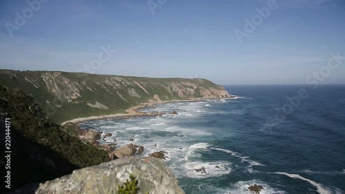 Pristine rugged coastline sea meets mountains