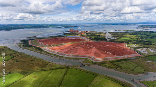 Aughinish Alumina Refinery, Foynes,Ireland - 29th August, 2018: Aerial view of Aughinish Alumina Refinery on the Shannon River , Co Limerick, it is The largest alumina refinery in Europe.