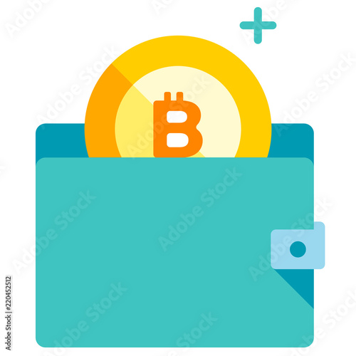 Bitcoin wallet flat illustration