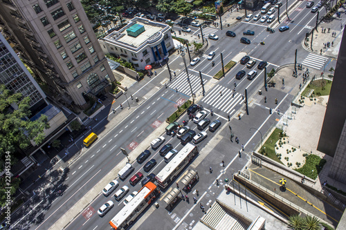 Traffic on Paulista Avenue  in Sao Paulo city