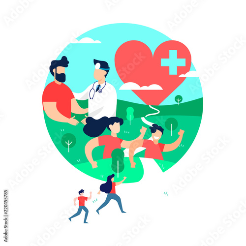 Health and exercise concept of people with doctor