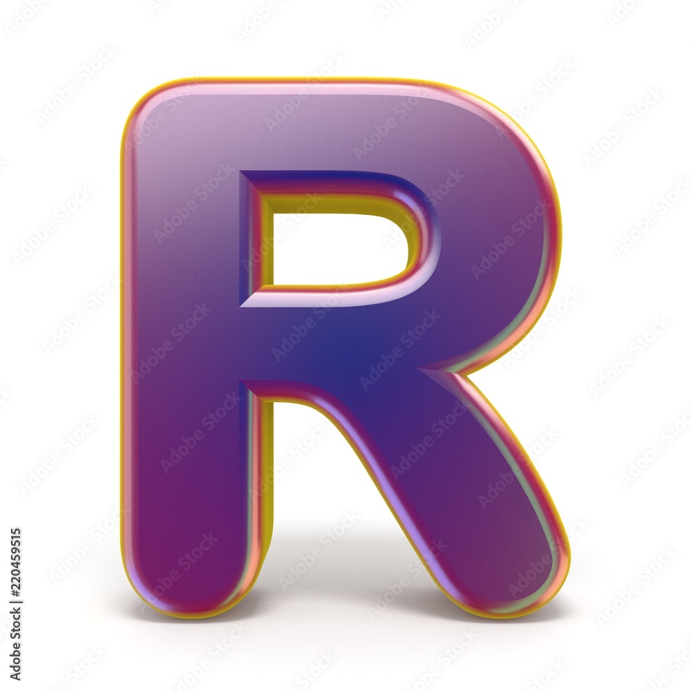 Letter R purple font yellow outlined 3D Letter R purple font yellow outlined 3D