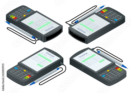 Isometric set of Electronic proof of delivery software is designed to streamline the real-time delivery process for deliveryman. Vector illustration