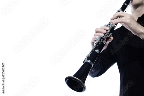 Clarinet player hands isolated photo