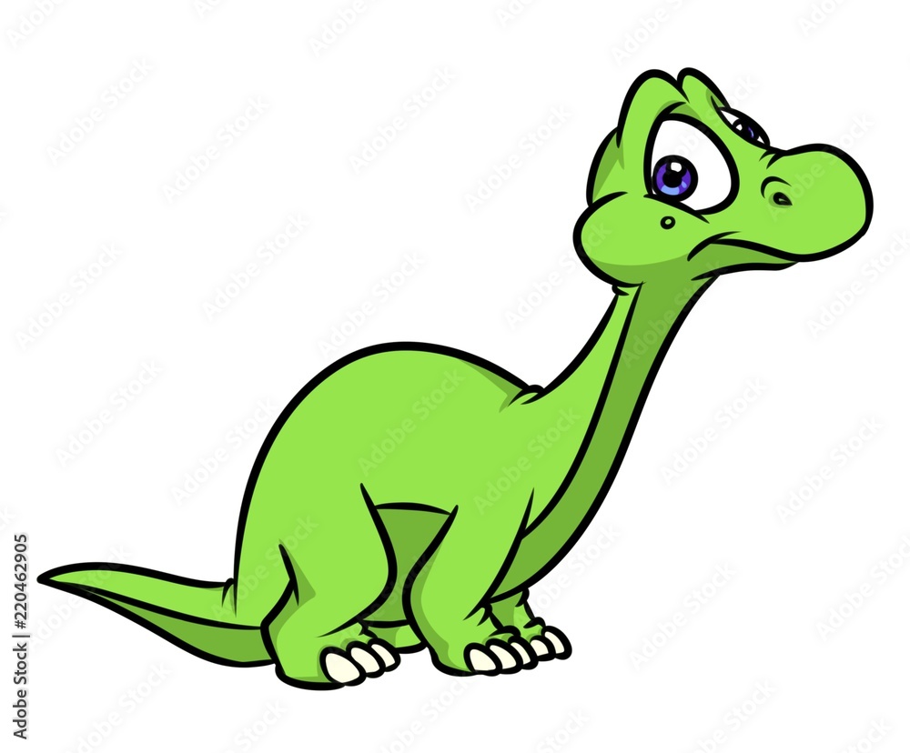 Dinosaur Diplodocus wonder cartoon illustration isolated image
