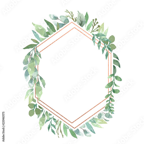 Watercolor Floral Geometric Frame