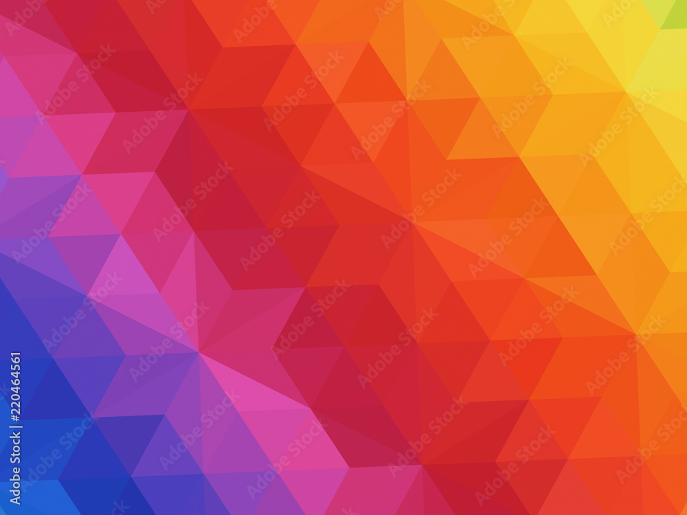 Obraz premium Symmetrical low poly background, rainbow colors, six-pointed stars