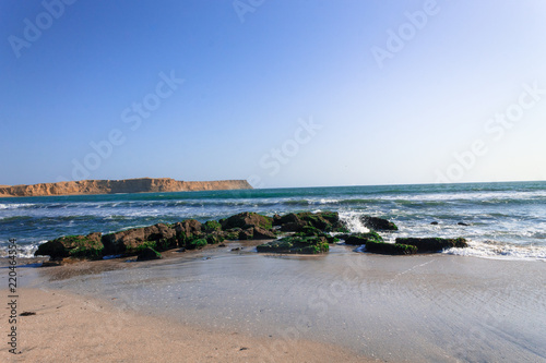 Blue sea and rocks with mold  photo