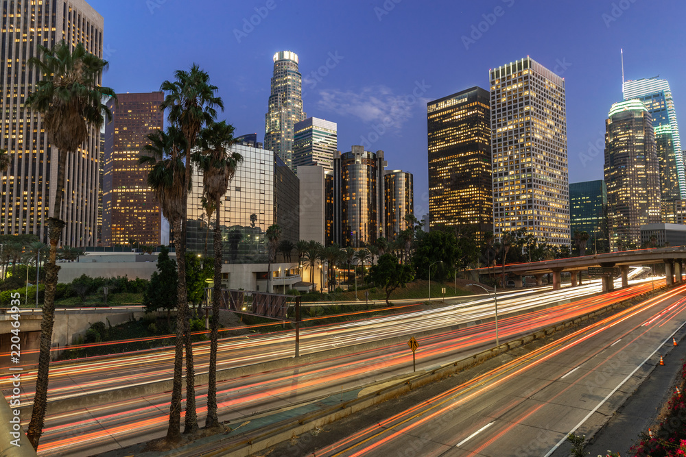 Los Angeles downtown buildings evening