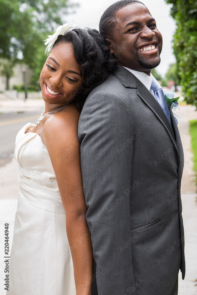 African American bride and groom.