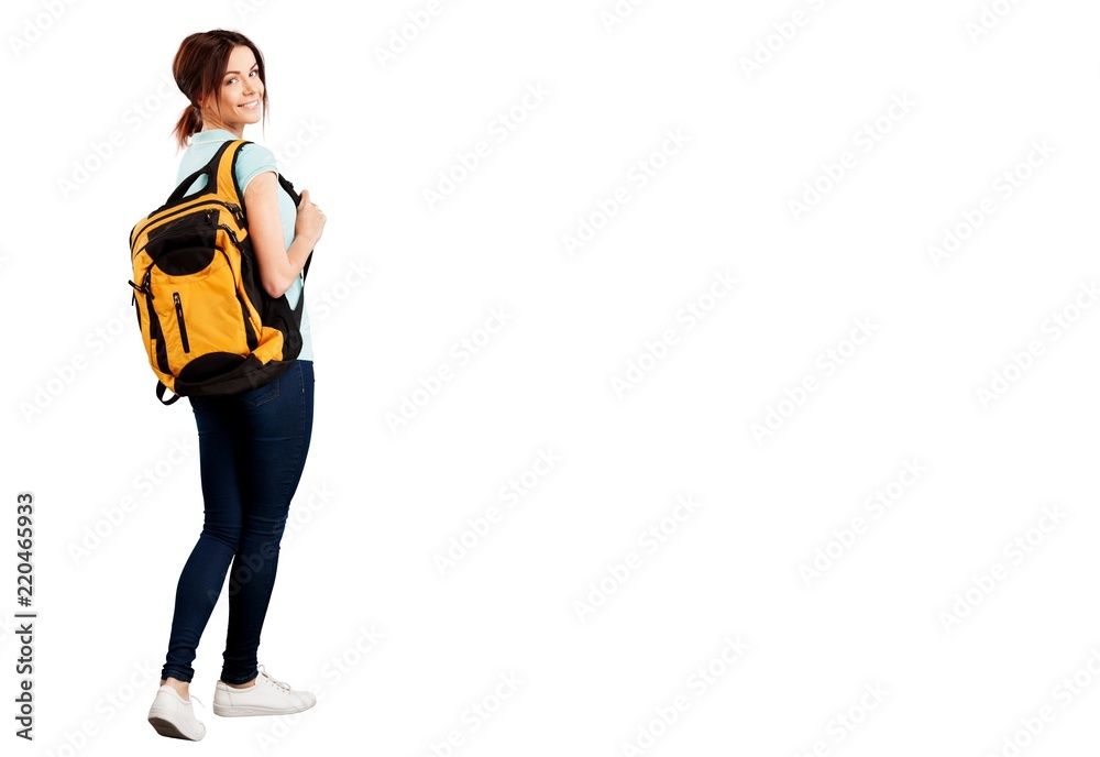 Rear view of stylish young man standing isolated on white Rear view of stylish young man standing isolated on white