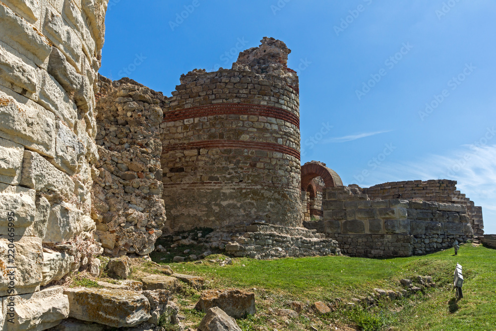 Ancient ruins of Fortifications at the entrance of old town of Nessebar, Burgas Region, Bulgaria