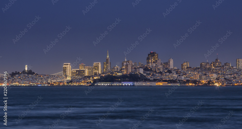 San Francisco night skyline from Coronado Island