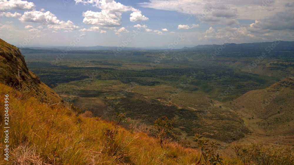 Fototapeta premium A panoramic view of Menengai Crater, Rift Valley, Kenya