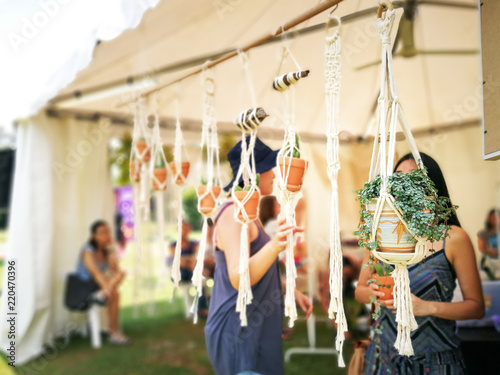 Hanging plants for sale.