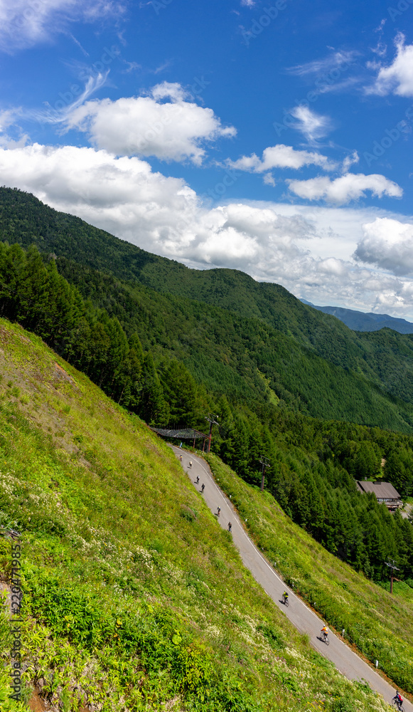 Fototapeta premium mountain cyicling in Norikura Nagano Japan