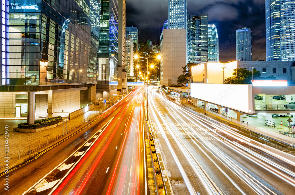 Modern city at night, Hong Kong, China. Modern city at night, Hong Kong, China.