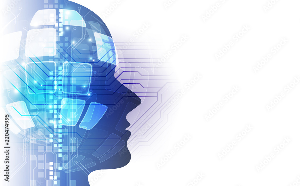 Abstract Vector silhouette of virtual human 3d illustration background, represent artificial intelligence technology. Abstract Vector silhouette of virtual human 3d illustration background, represent artificial intelligence technology.