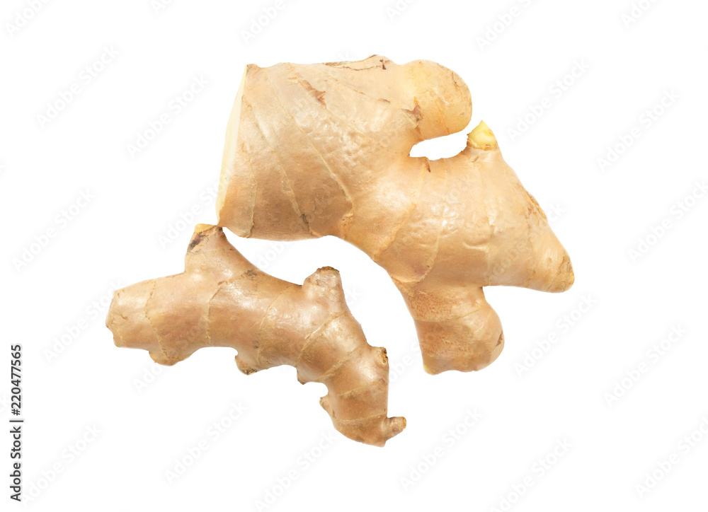 Top view fresh ginger isolated on white background, herb medical concept. Top view fresh ginger isolated on white background, herb medical concept.