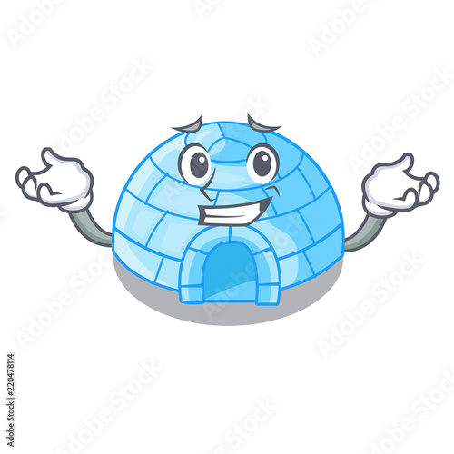 Grinning cartoon dome igloo ice house snow