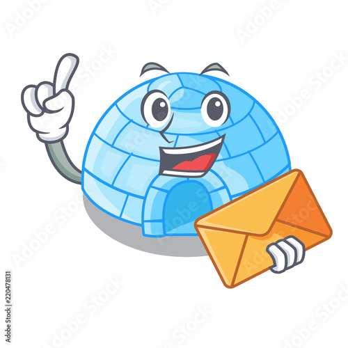 With envelope cartoon dome igloo ice house snow
