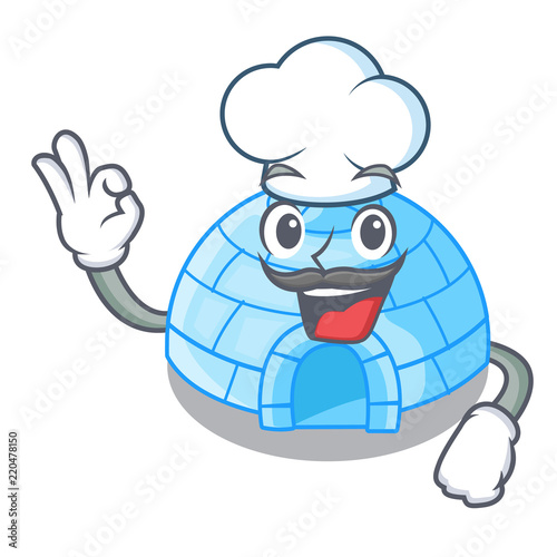 Chef cartoon dome igloo ice house snow