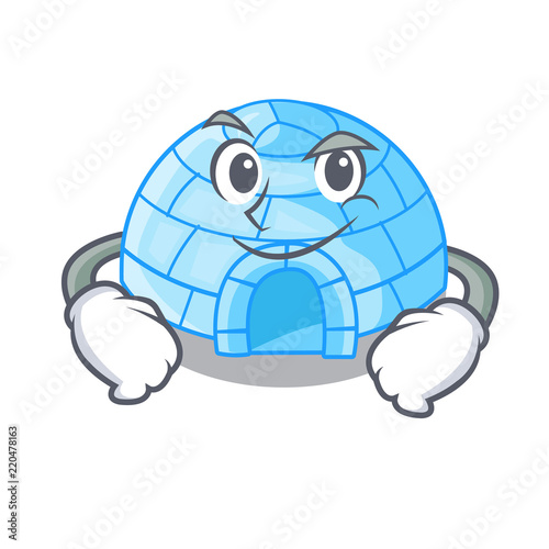 Smirking cartoon dome igloo ice house snow
