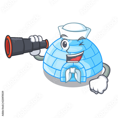With money igloo ice house isolated on mascot