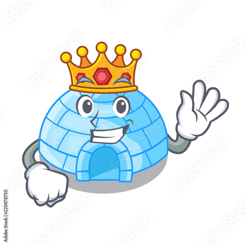 King cartoon ice house igloo on snowing day