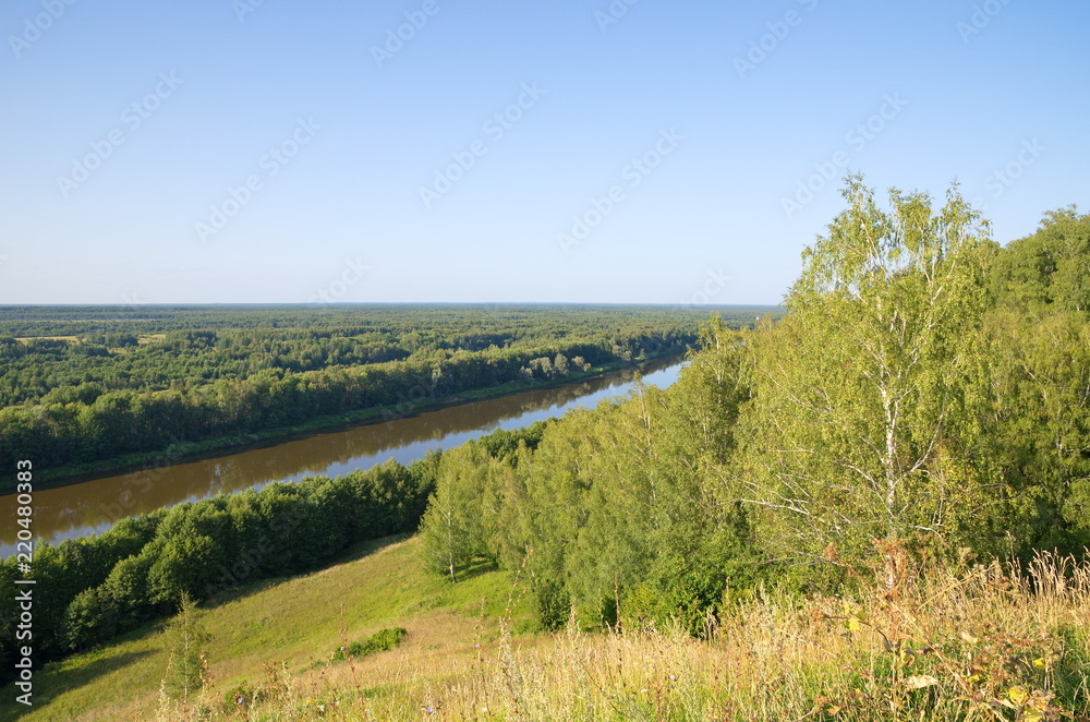 The town of Gorokhovets, Vladimir region. View from Bald mountain on the river Klyazma