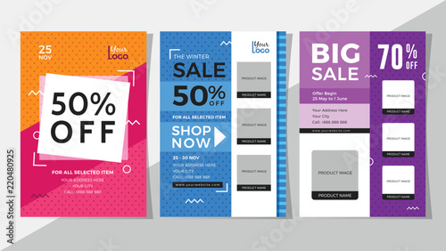 Big sale and discount flyer set. Vector illustration for social media banners, poster, flyer and newsletter designs