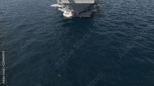 Aircraft carrier crossing the ocean