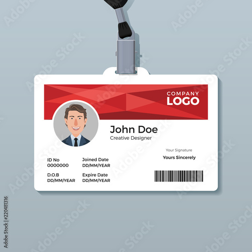 Red Geometric ID Card Template