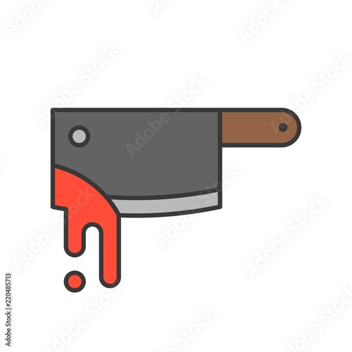 bloody cleaver, Halloween related icon, filled outline design editable stroke