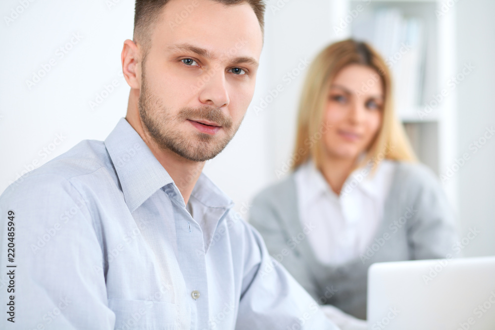 Successful business people working at meeting in office
