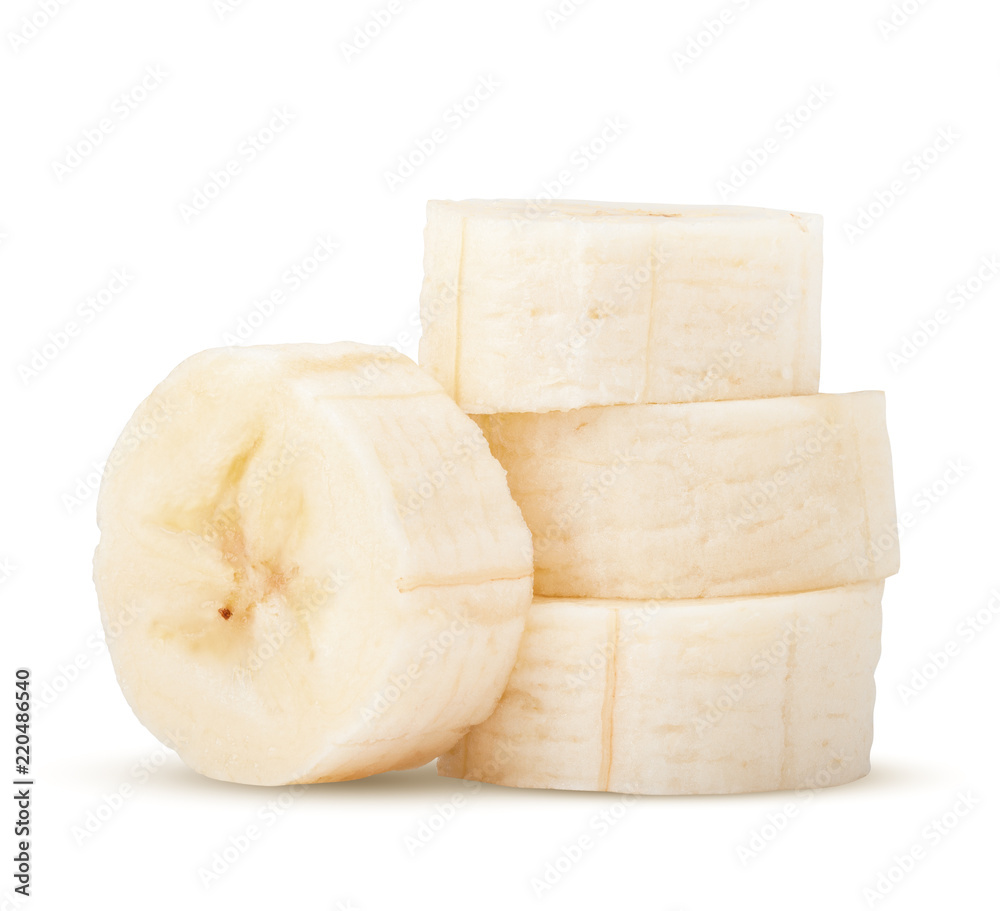 banana slice isolated on white background, clipping path, full depth of field banana slice isolated on white background, clipping path, full depth of field