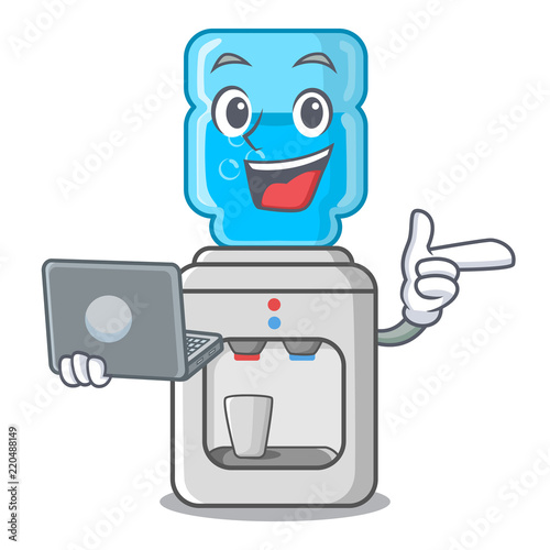 With laptop cartoon water cooler for office and home