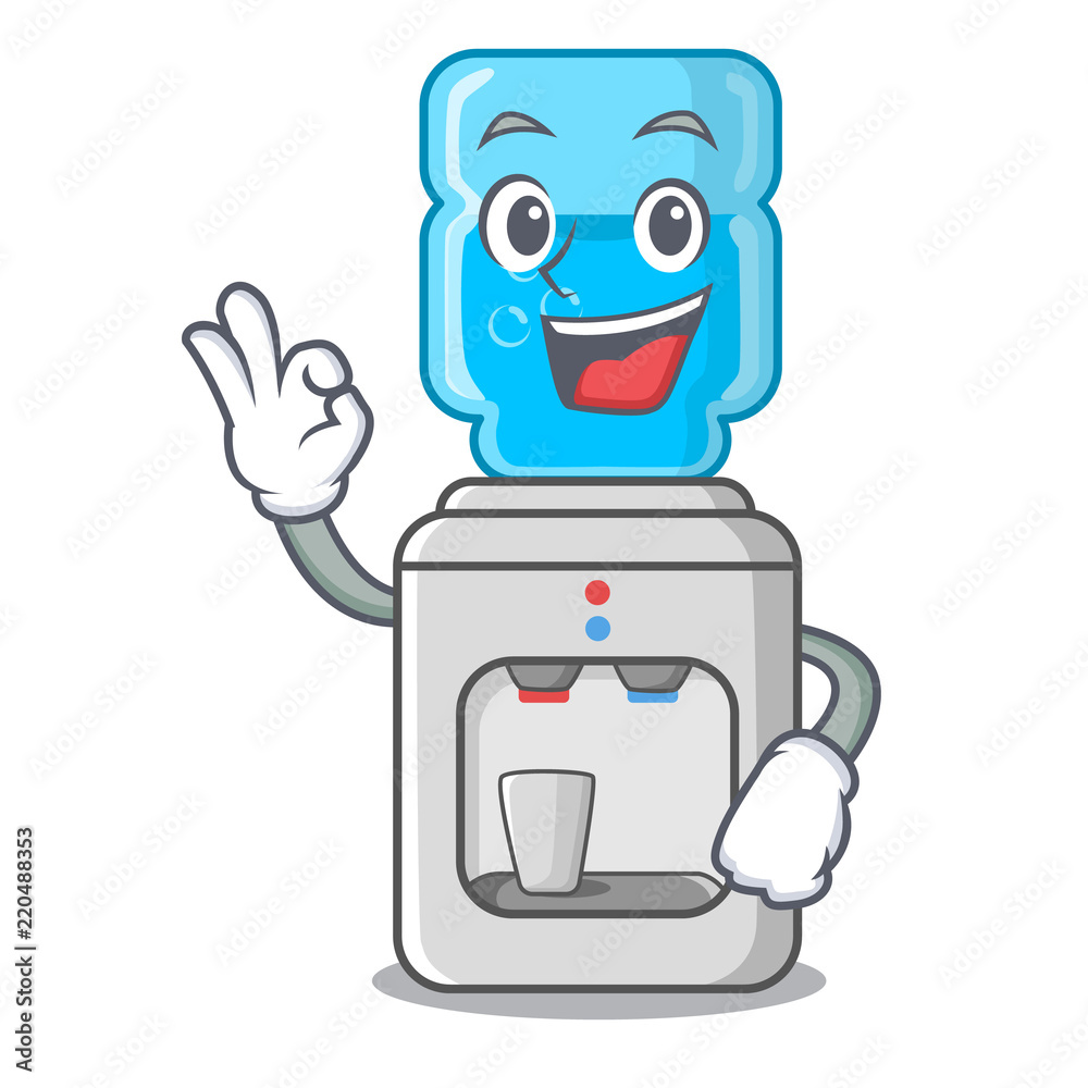 Okay electric water cooler against the cartoon Stock Vector | Adobe Stock