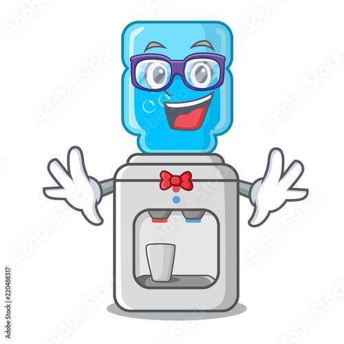 Geek electric water cooler against the cartoon