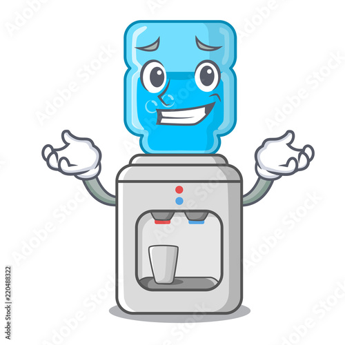 Grinning electric water cooler against the cartoon