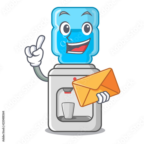 With envelope electric water cooler against the cartoon