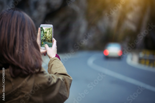 girl taking a photo in the Cheile Bicazului photo